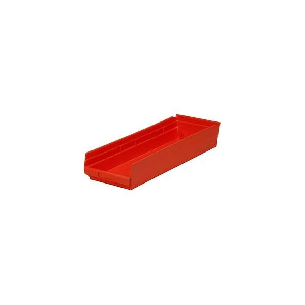 Shelf Storage Bin, Polypropylene, Red, 4 in H, 8-3/8 in W